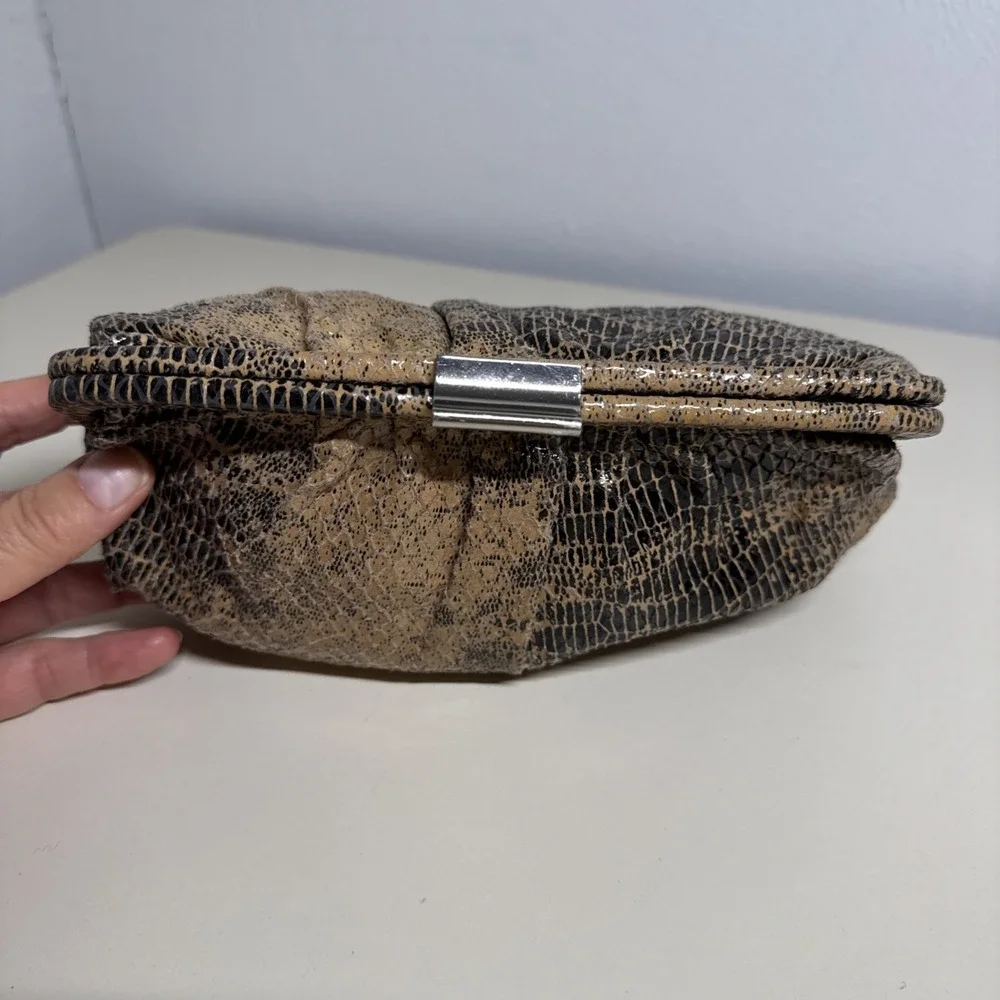 Hobo International Dove Crackle Exotic Animal Print Python Clutch Bag Small 9